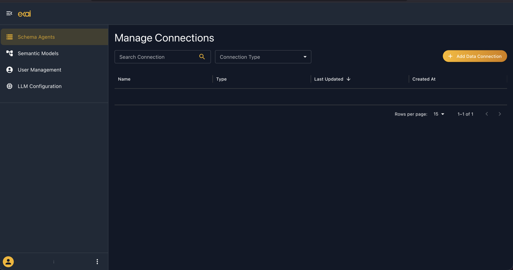 ekai home page with Schema Agents in sidebar