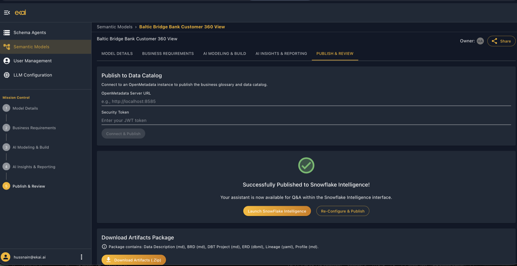 Publish and Review tab